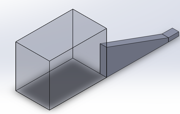 Quarter Ehorn antenna model (3D SolidWorks view)